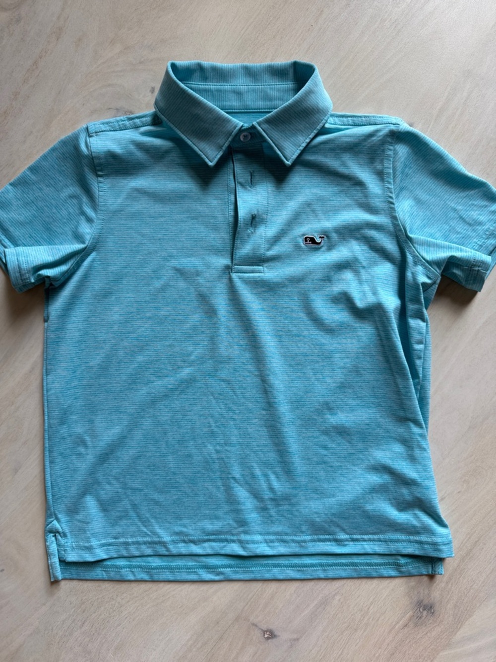 EUC VINEYARD VINES SANKATY PERFORMANCE POLO boys SZ 7 - tealish aqua